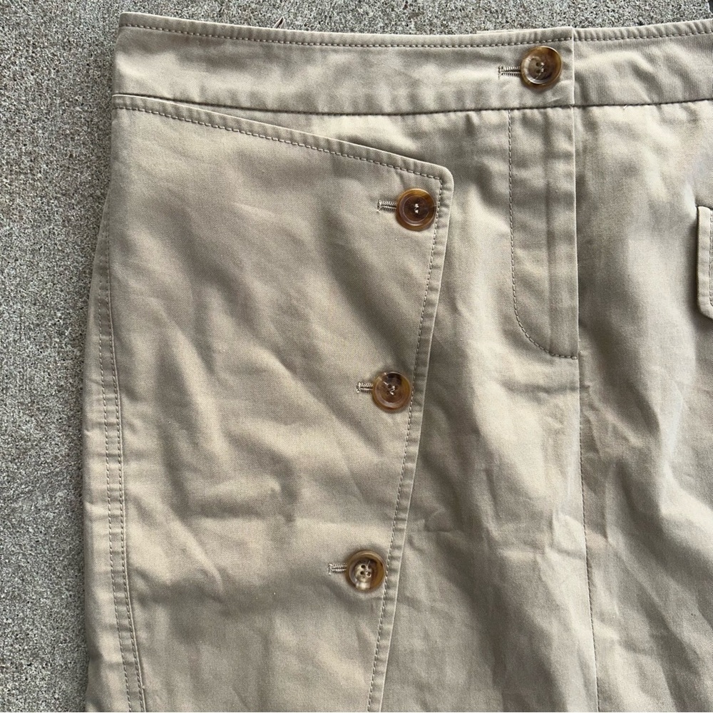 Burberry Button Front Mini Skirt Size 10 Khaki Cotton - Picture 5 of 8